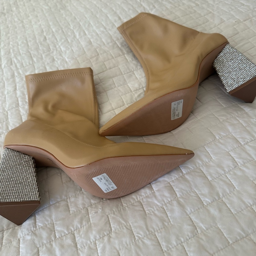 SCHUTZ Tan Leather Boots with Embellished Block Heel — concert, festival - Picture 3 of 5